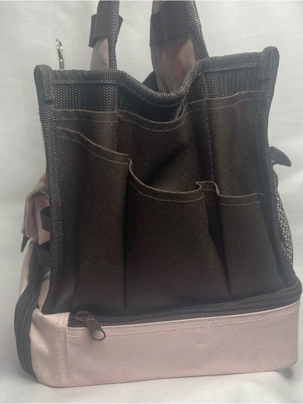 Original Tote-Ally Cool On The Go Craft Tote Tray Multi-Pockets Clip Pink/Brown